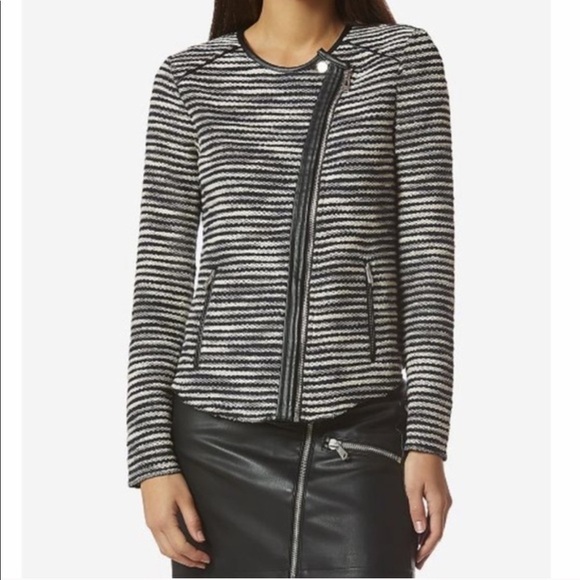 Avec Les Filles Striped Knit Moto Jacket - Picture 1 of 6